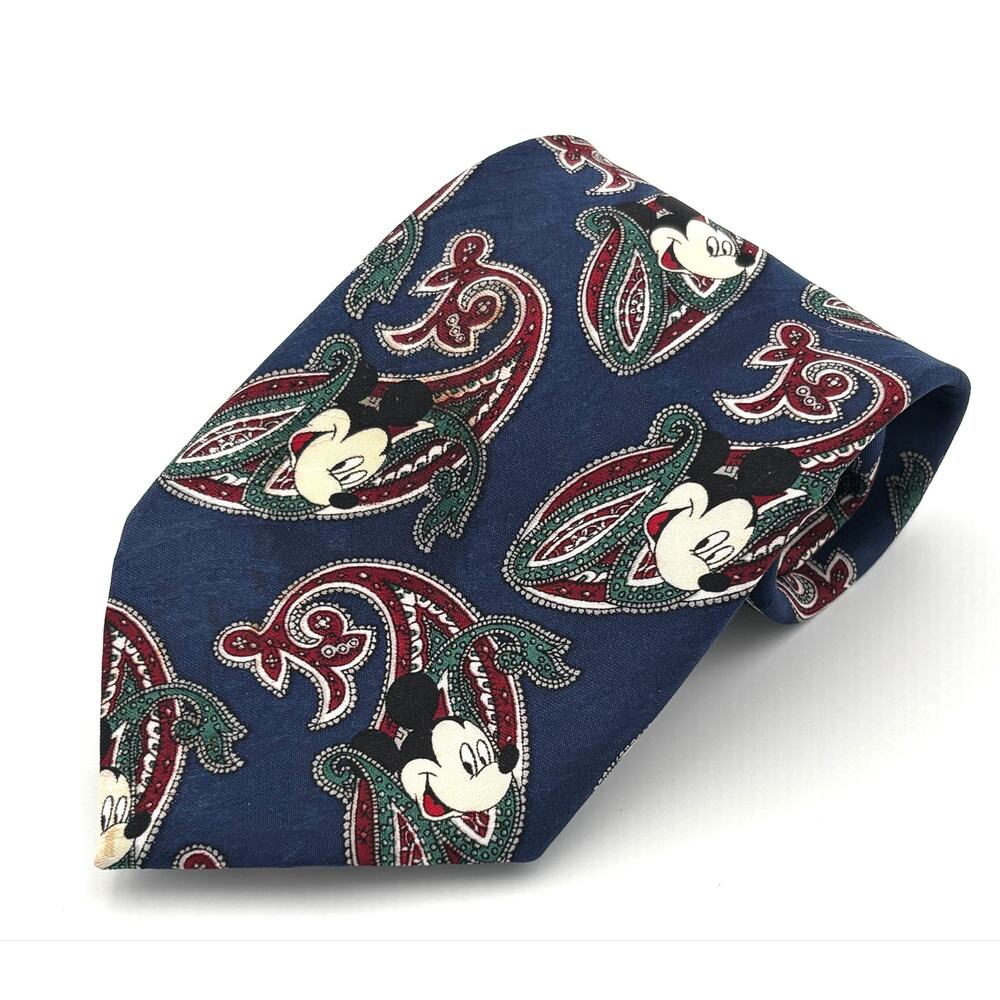 Vintage Disney Mickey Mouse Paisley  Blue Novelty Balancine Men’s Necktie